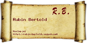 Rubin Bertold névjegykártya